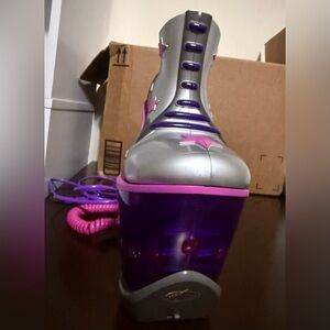 Silver and purple telephone